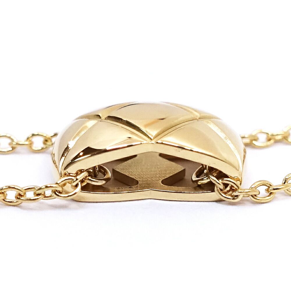 Chanel 18k Yellow Gold Coco Crush Necklace Double Chain Quilted — view 7