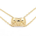 Chanel 18k Yellow Gold Coco Crush Necklace Double Chain Quilted