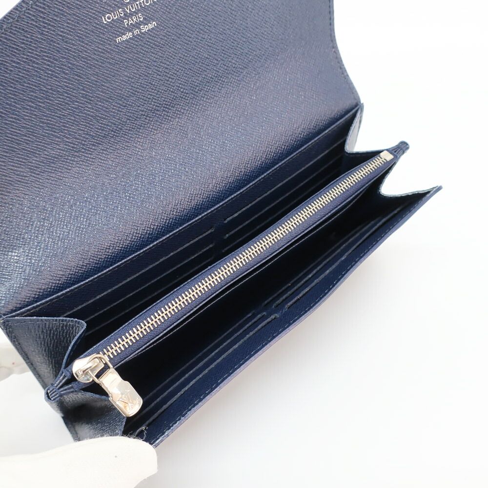 Louis Vuitton Ten Portefeuille Sarah Wallet Epi Leather Navy Silver — view 6