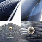 Louis Vuitton Ten Portefeuille Sarah Wallet Epi Leather Navy Silver — view 8
