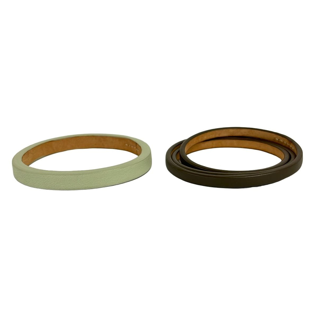 Loewe Bangle Leather Gray Beige Light Green Set Bracelet — view 3