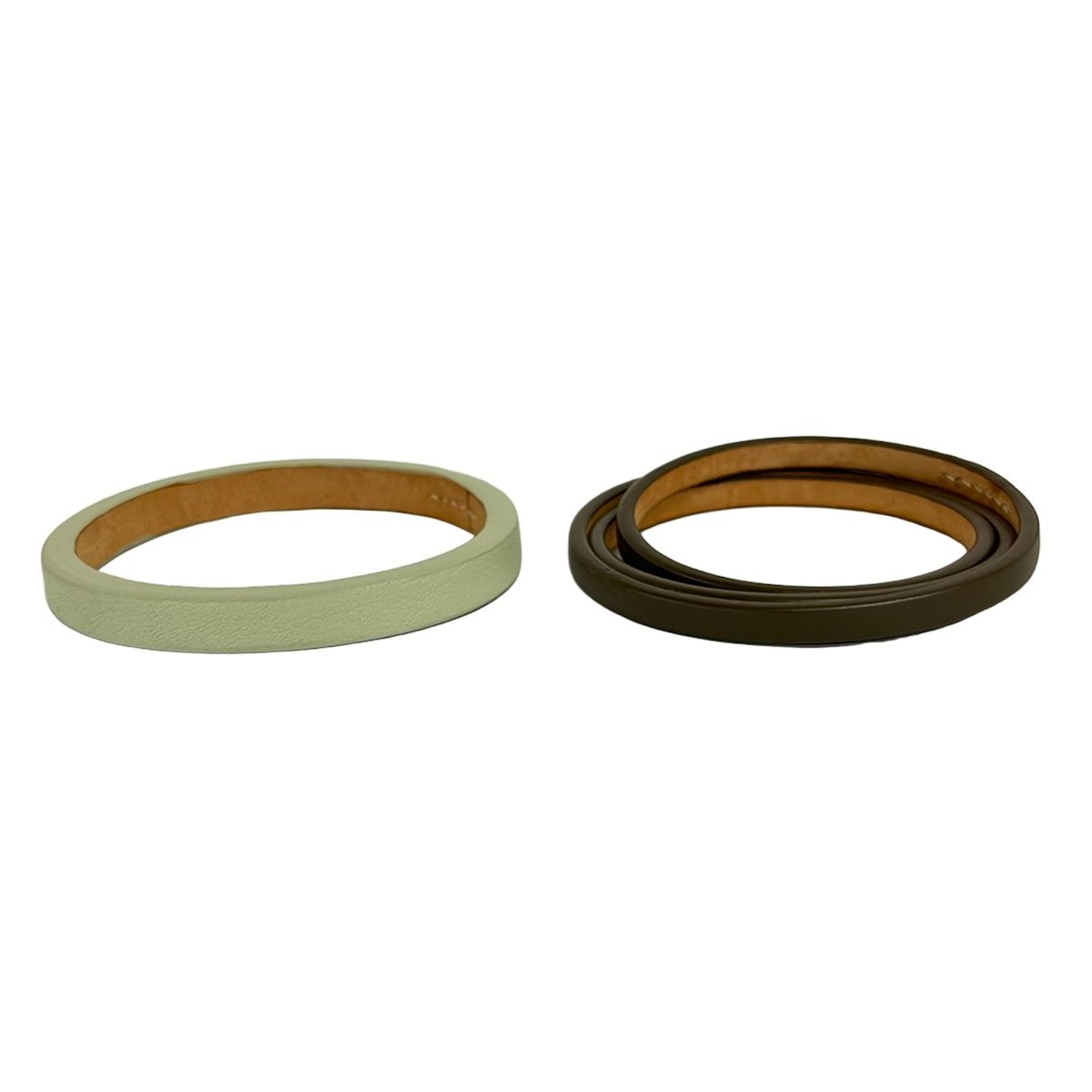 Loewe Bangle Leather Gray Beige Light Green Set Bracelet — view 3