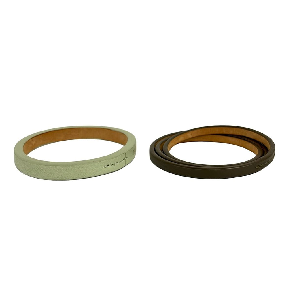 Loewe Bangle Leather Gray Beige Light Green Set Bracelet — view 2