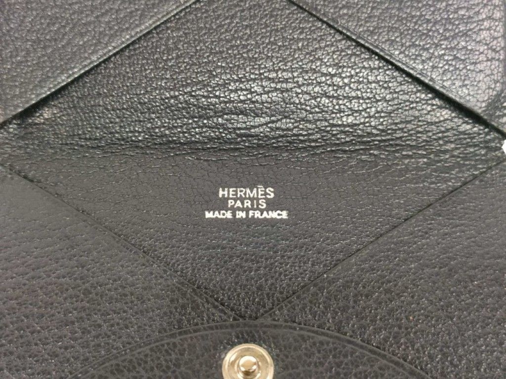 Hermes Card Case Calvi Navy Chevre Silver — view 9