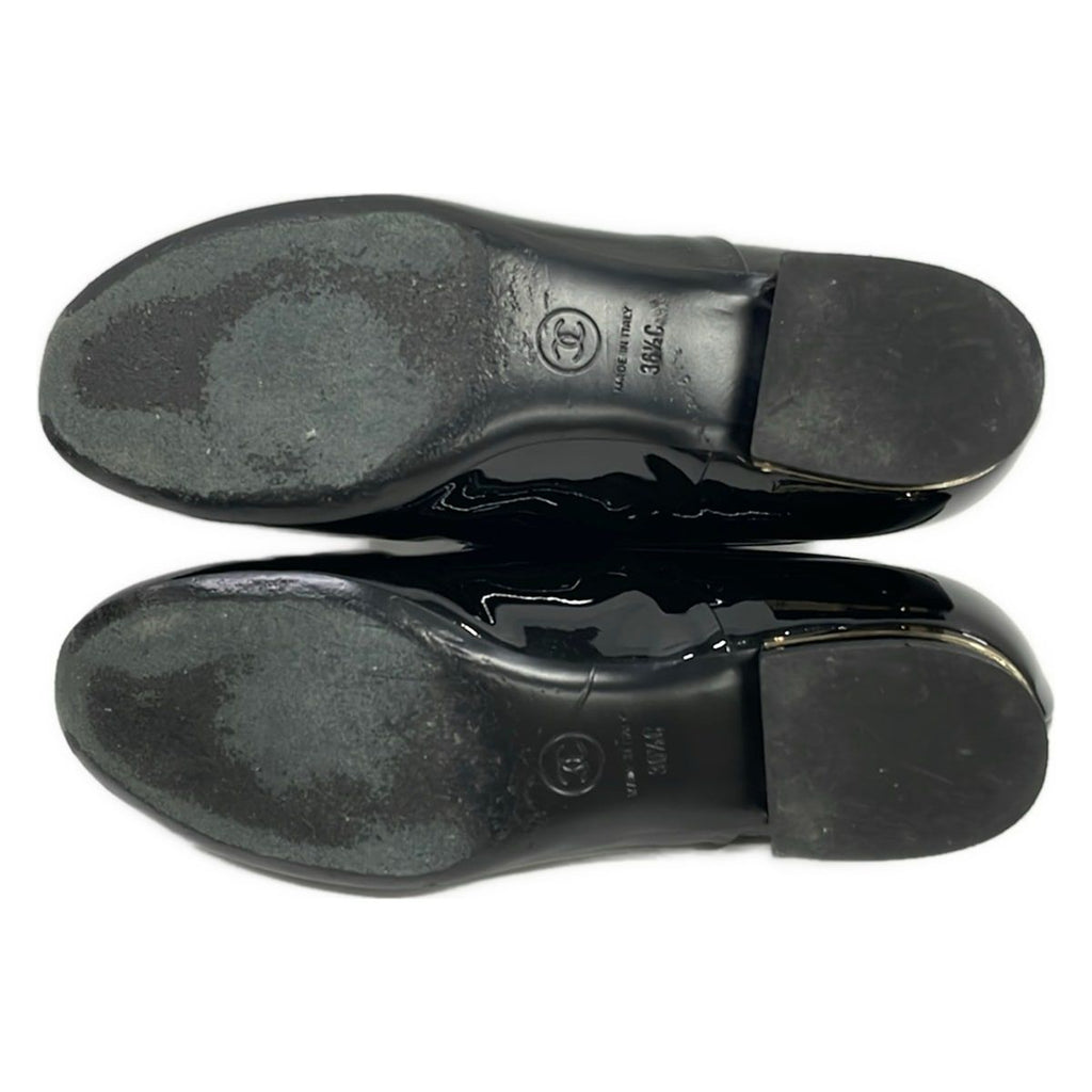 Chanel Shoes 36.5 C Black Pearl CC Logo Leather — view 4