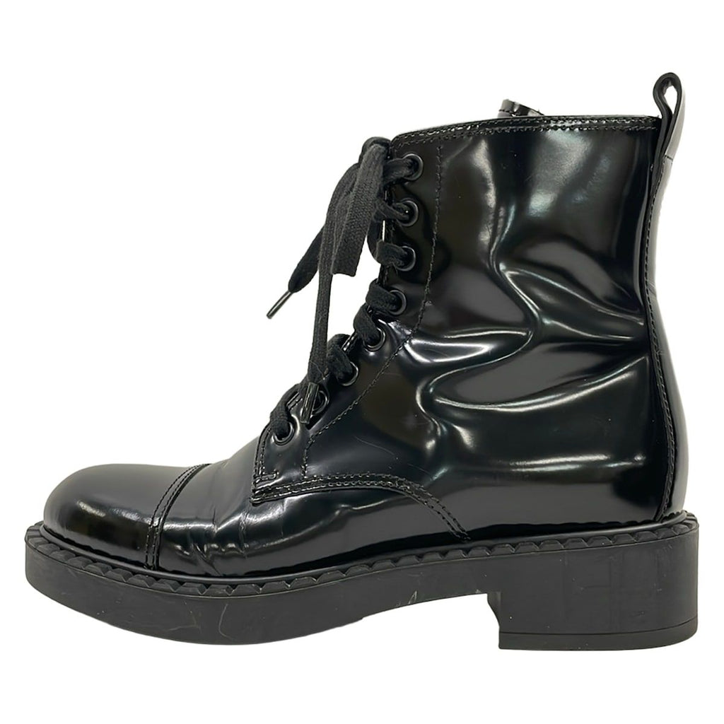Prada Short Boots 36.5 Black Leather