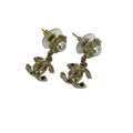 Chanel Earrings CC Logo Champagne Gold White Black External Back