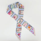 Hermes Heaven Twilly Story Scarf Silk Blue Pale Rose Multicolor — view 9