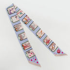 Hermes Heaven Twilly Story Scarf Silk Blue Pale Rose Multicolor — view 8