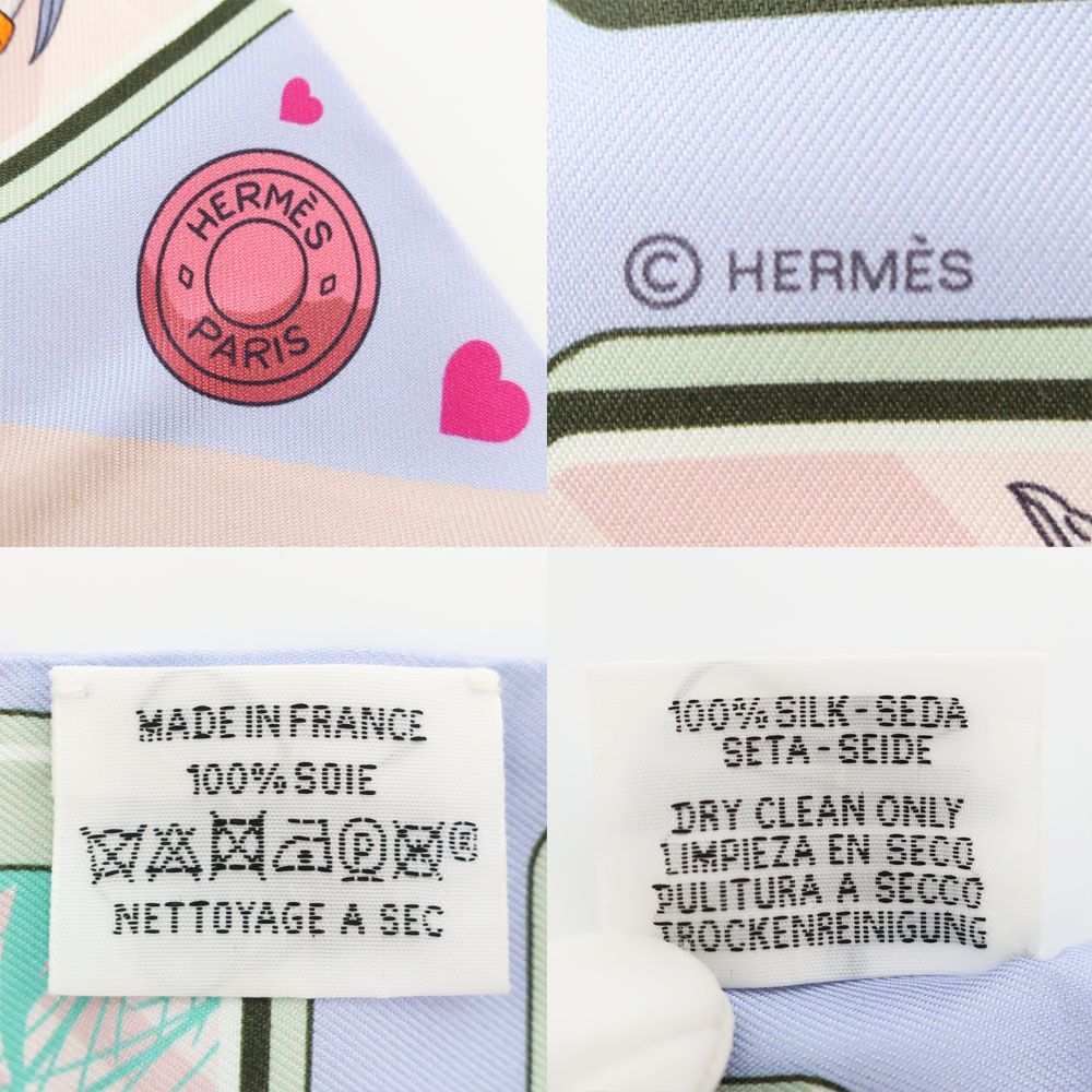 Hermes Heaven Twilly Story Scarf Silk Blue Pale Rose Multicolor — view 7
