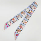 Hermes Heaven Twilly Story Scarf Silk Blue Pale Rose Multicolor — view 2