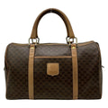 Celine Boston Bag Macadam Pattern Dark Brown No Lock Leather