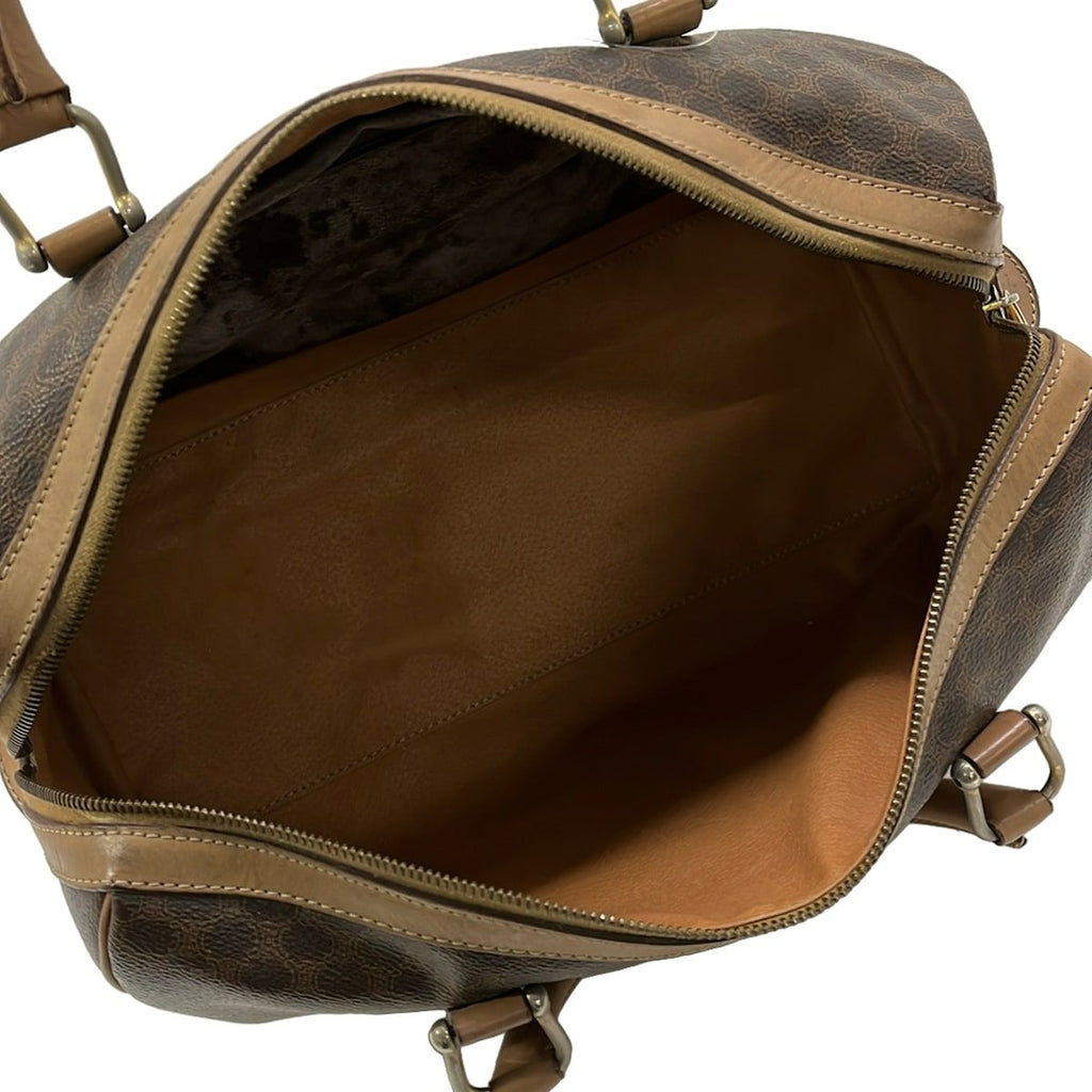 Celine Boston Bag Macadam Pattern Dark Brown No Lock Leather — view 7