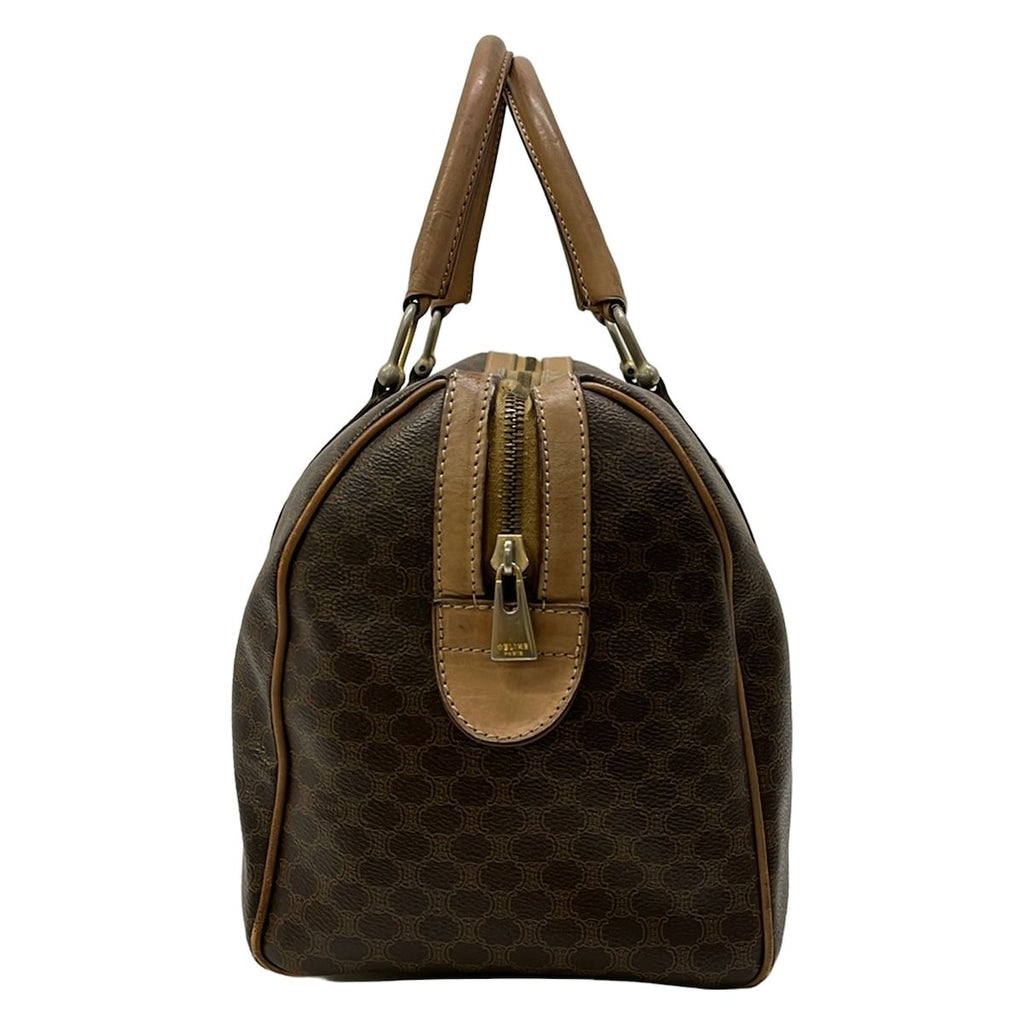 Celine Boston Bag Macadam Pattern Dark Brown No Lock Leather — view 4