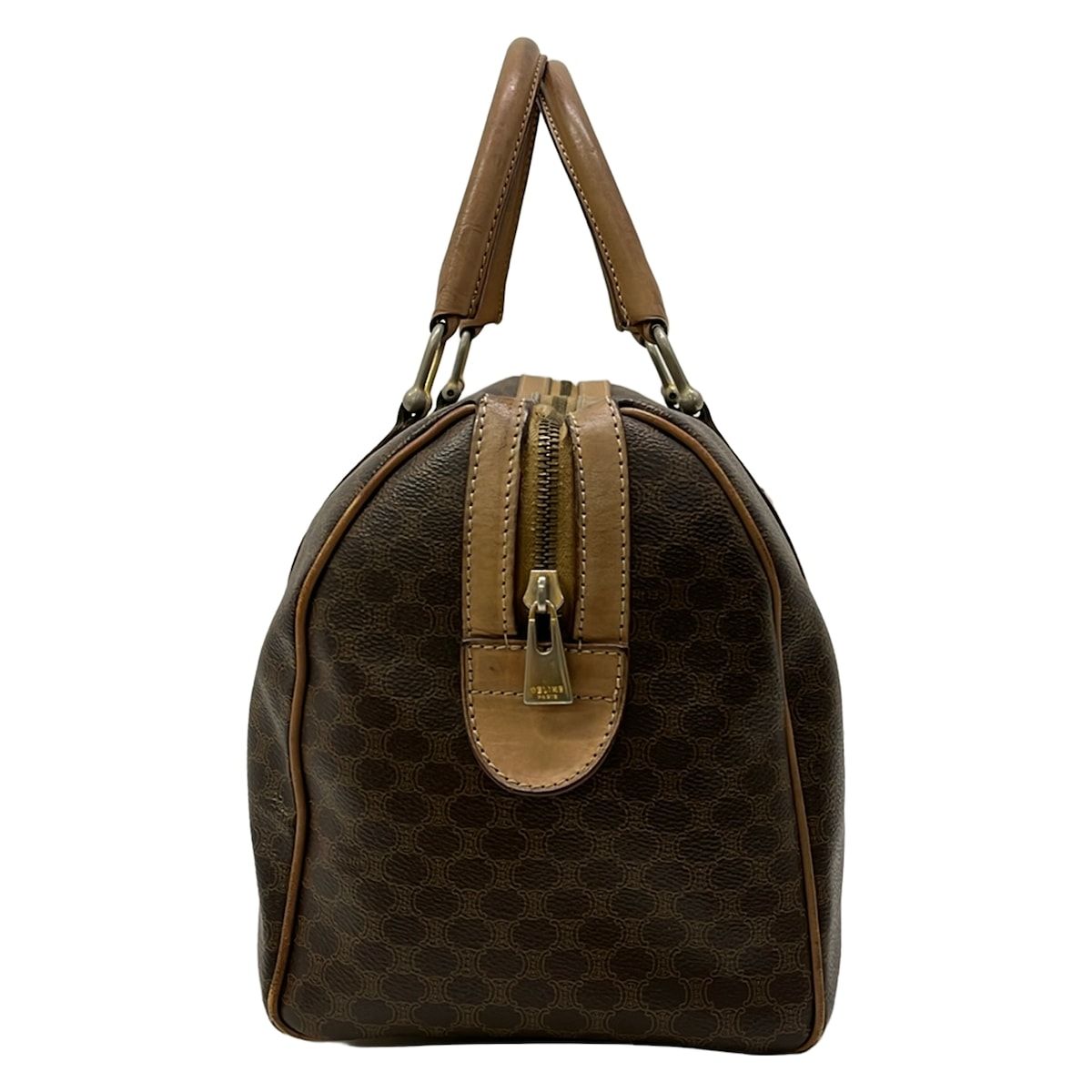 Celine Boston Bag Macadam Pattern Dark Brown No Lock Leather — view 4