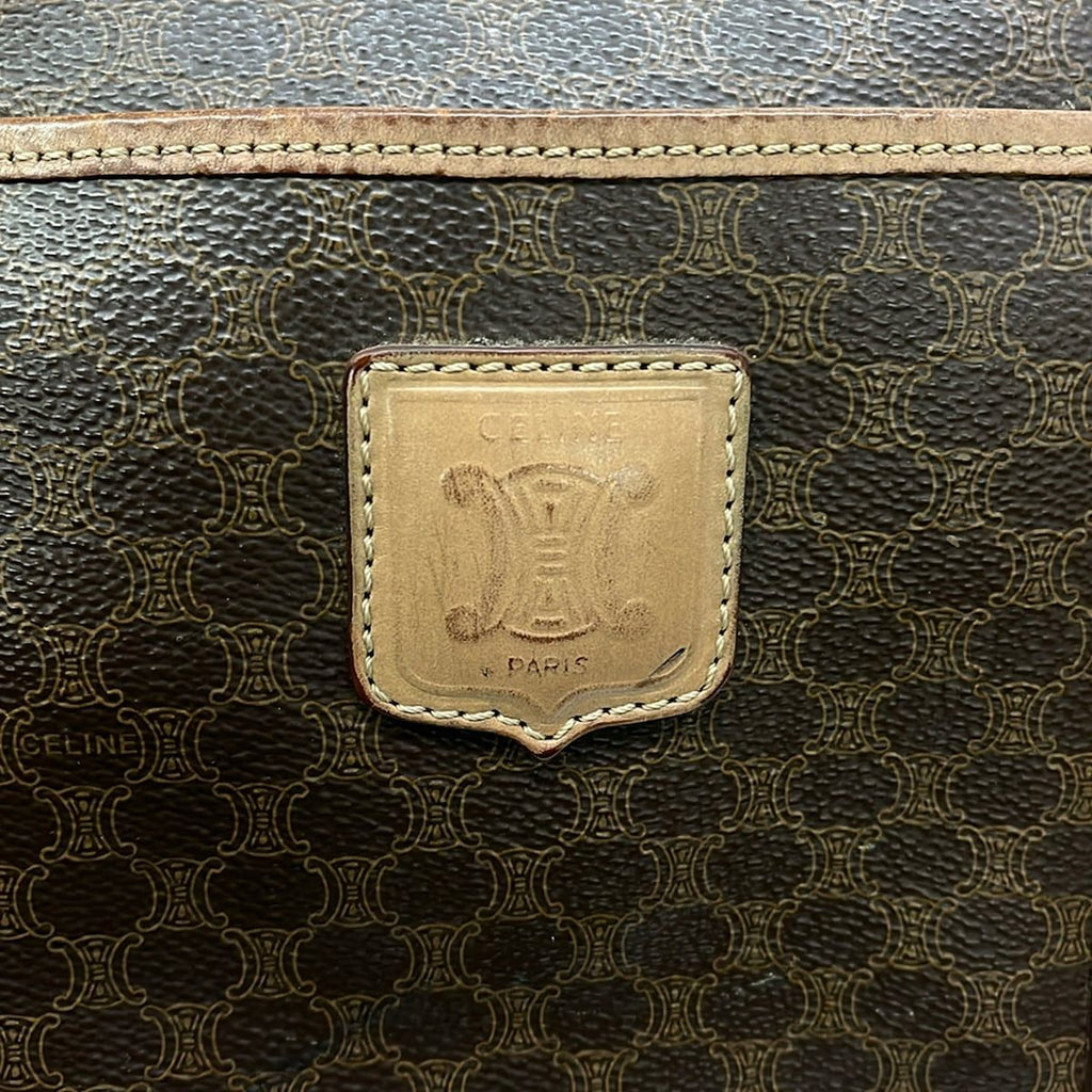 Celine Boston Bag Macadam Pattern Dark Brown No Lock Leather — view 9