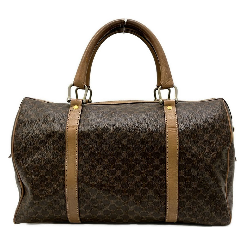 Celine Boston Bag Macadam Pattern Dark Brown No Lock Leather — view 3