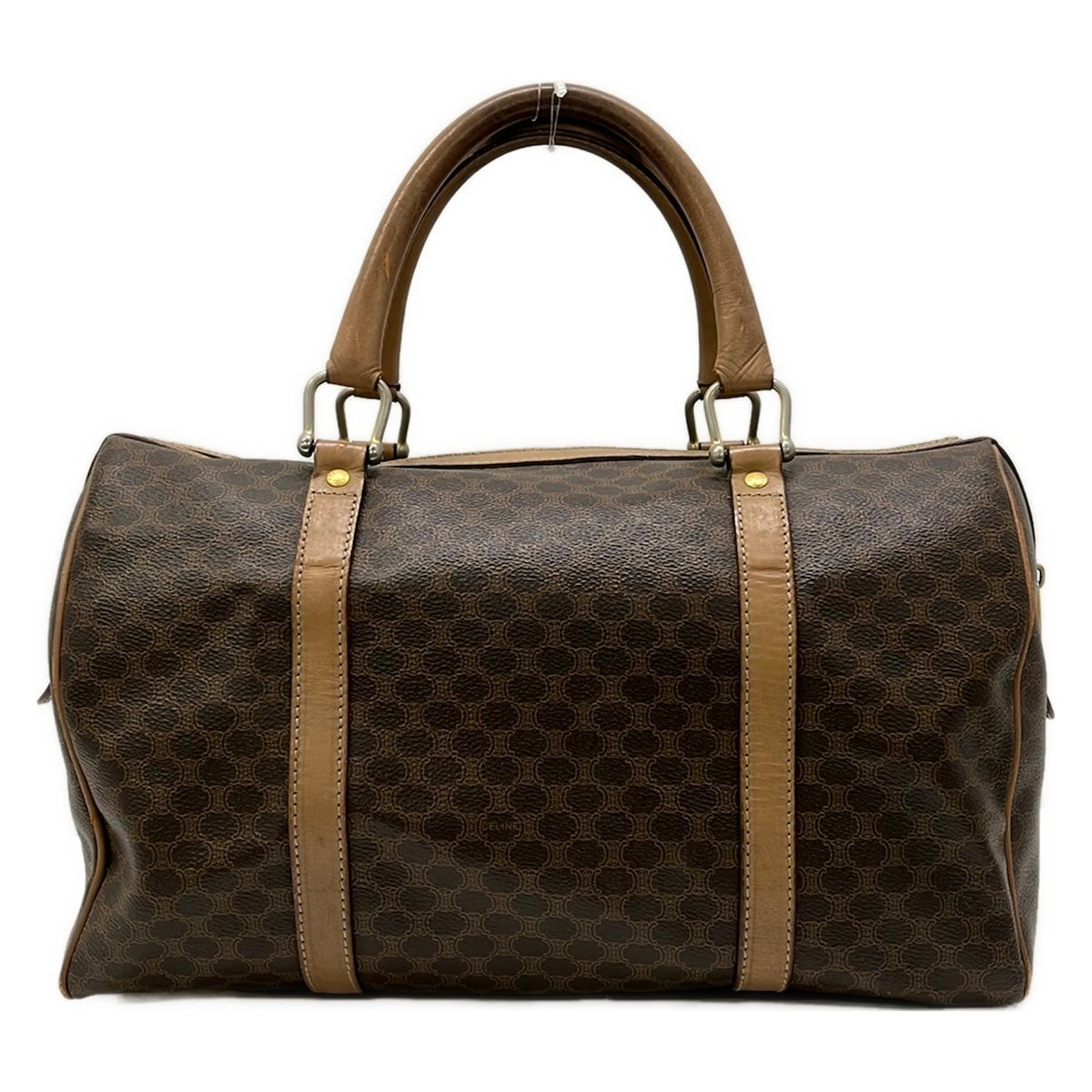 Celine Boston Bag Macadam Pattern Dark Brown No Lock Leather — view 3