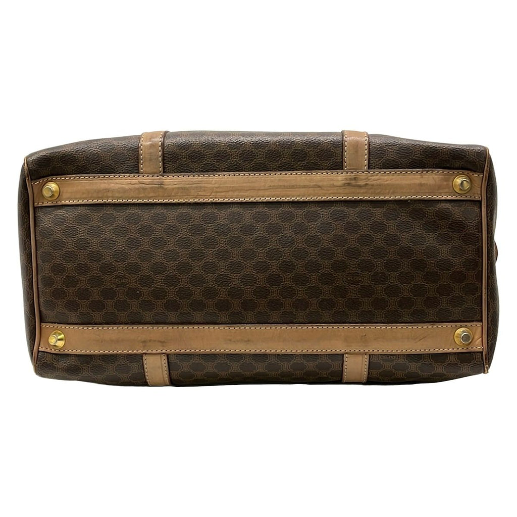 Celine Boston Bag Macadam Pattern Dark Brown No Lock Leather — view 5