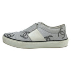Chanel Sneakers 36 White Black Slip Ons CC Logo Leather