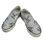 Chanel Sneakers 36 White Black Slip Ons CC Logo Leather — view 2