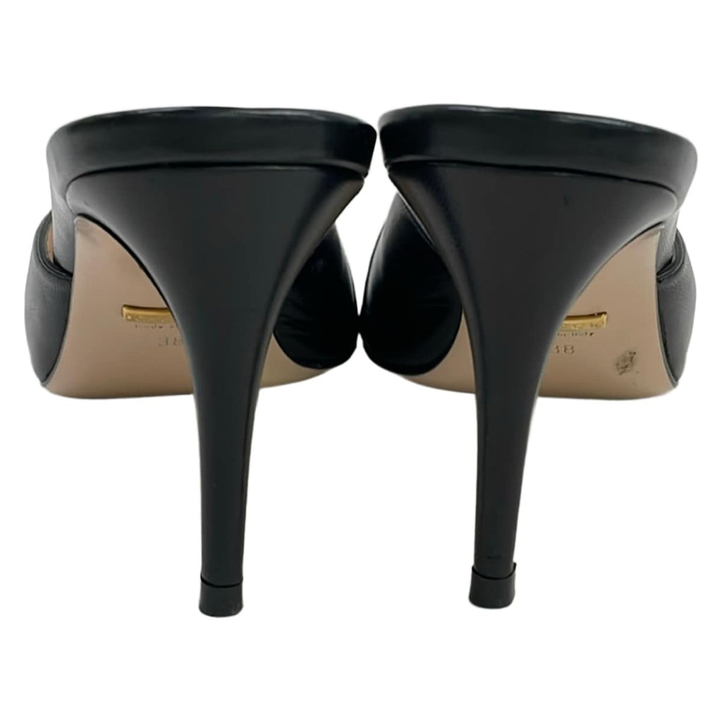 Gucci Mules 38 Black Gold Leather — view 3