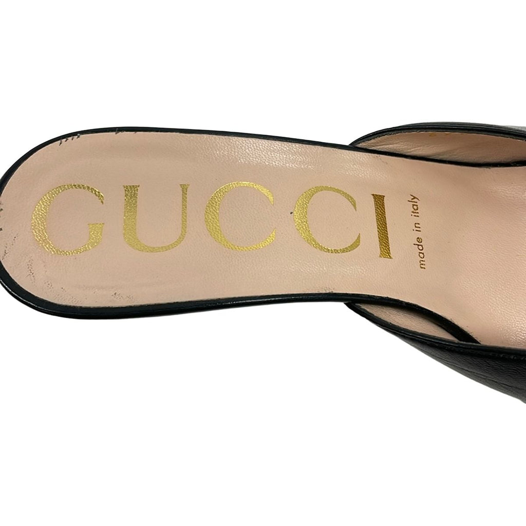 Gucci Mules 38 Black Gold Leather — view 5