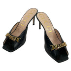 Gucci Mules 38 Black Gold Leather — view 2