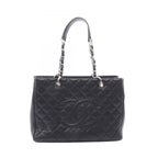 Chanel Tote Quilted Grand Shopping GST Black Caviar Leather Chain