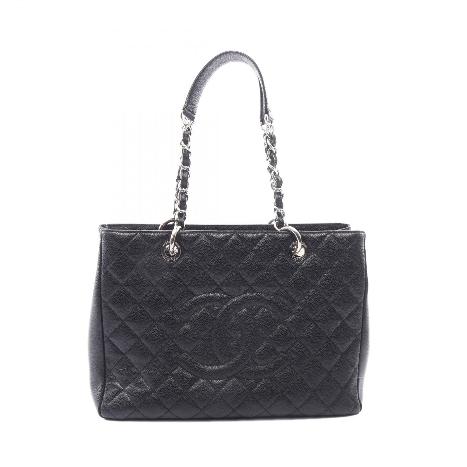Chanel Tote Quilted Grand Shopping GST Black Caviar Leather Chain