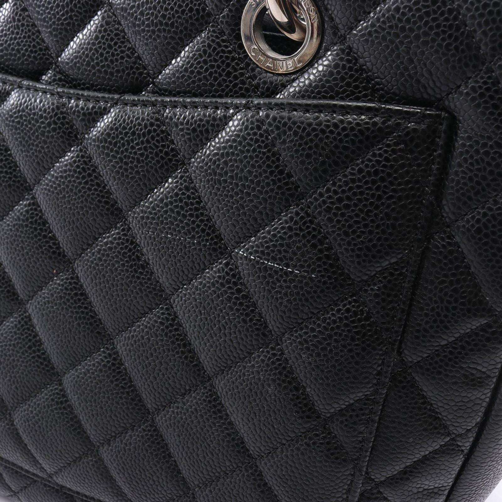 Chanel Tote Quilted Grand Shopping GST Black Caviar Leather Chain — view 8