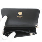 Chanel Pearl Chain Shoulder Bag CC Logo Quilted Faux Pouch Black — view 6