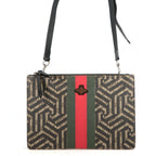 Gucci Shoulder Bag GG Carre Leather Sherry Bi Black