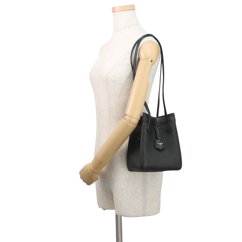 Fendi Shoulder Bag Origami Mini Leather 2-Way Black — view 5