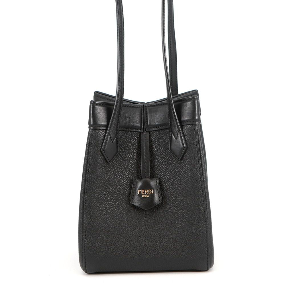 Fendi Shoulder Bag Origami Mini Leather 2-Way Black