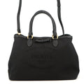 Prada Handbag Logo Jacquard Canvas 2-Way Shoulder Black