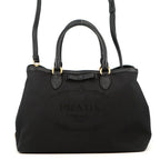 Prada Handbag Logo Jacquard Canvas 2-Way Shoulder Black
