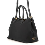 Prada Handbag Logo Jacquard Canvas 2-Way Shoulder Black — view 2
