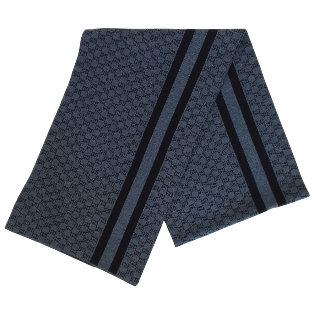 Gucci GG Wool Knit Scarf 30 200 cm Dark Navy — view 3