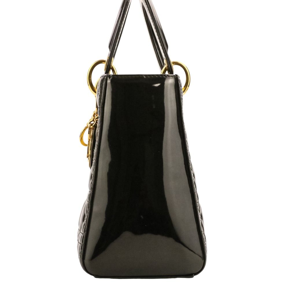 Dior Lady Cannage Patent Handbag Black — view 3