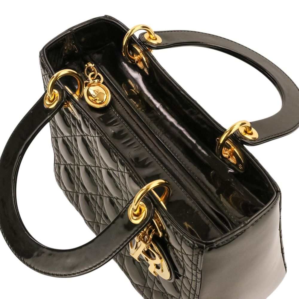 Dior Lady Cannage Patent Handbag Black — view 8