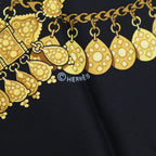 Hermes Carre 90 Kosmima Gold Black Silk Scarf — view 4