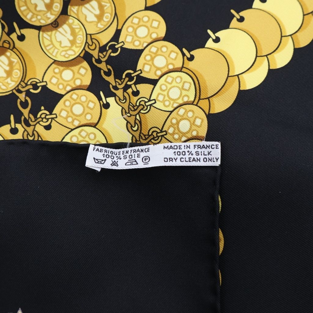 Hermes Carre 90 Kosmima Gold Black Silk Scarf — view 6