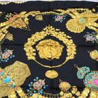 Hermes Carre 90 Kosmima Gold Black Silk Scarf — view 3