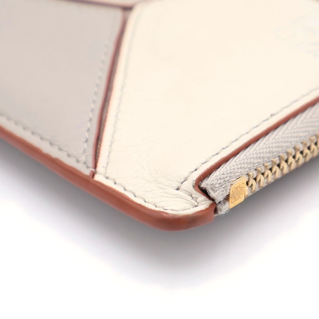 Loewe Puzzle Coin Card Case Ivory Brown Leather Gold — view 5