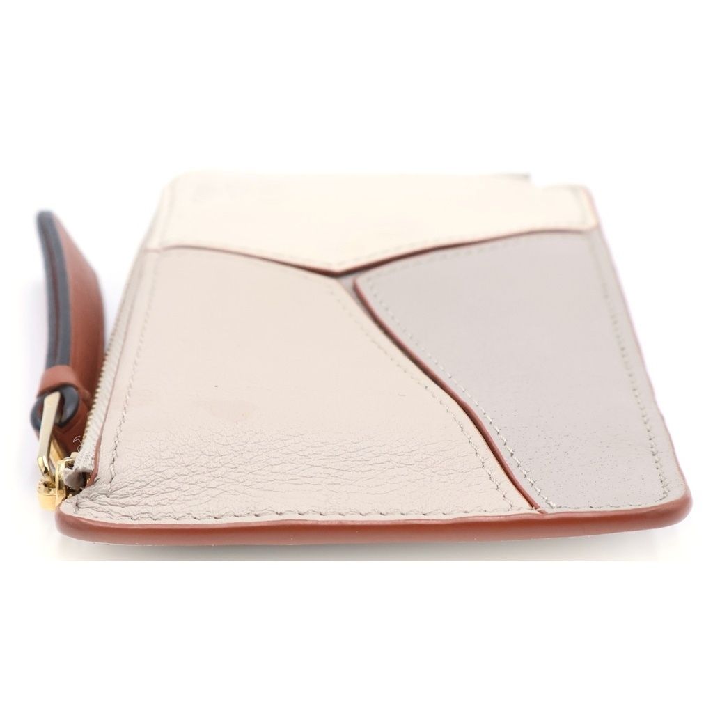 Loewe Puzzle Coin Card Case Ivory Brown Leather Gold — view 3