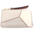 Loewe Puzzle Coin Card Case Ivory Brown Leather Gold