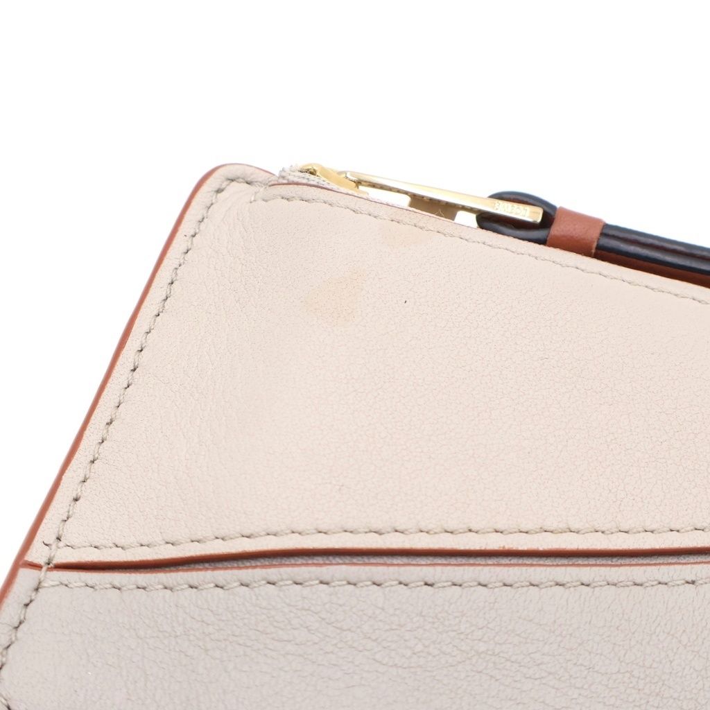 Loewe Puzzle Coin Card Case Ivory Brown Leather Gold — view 6