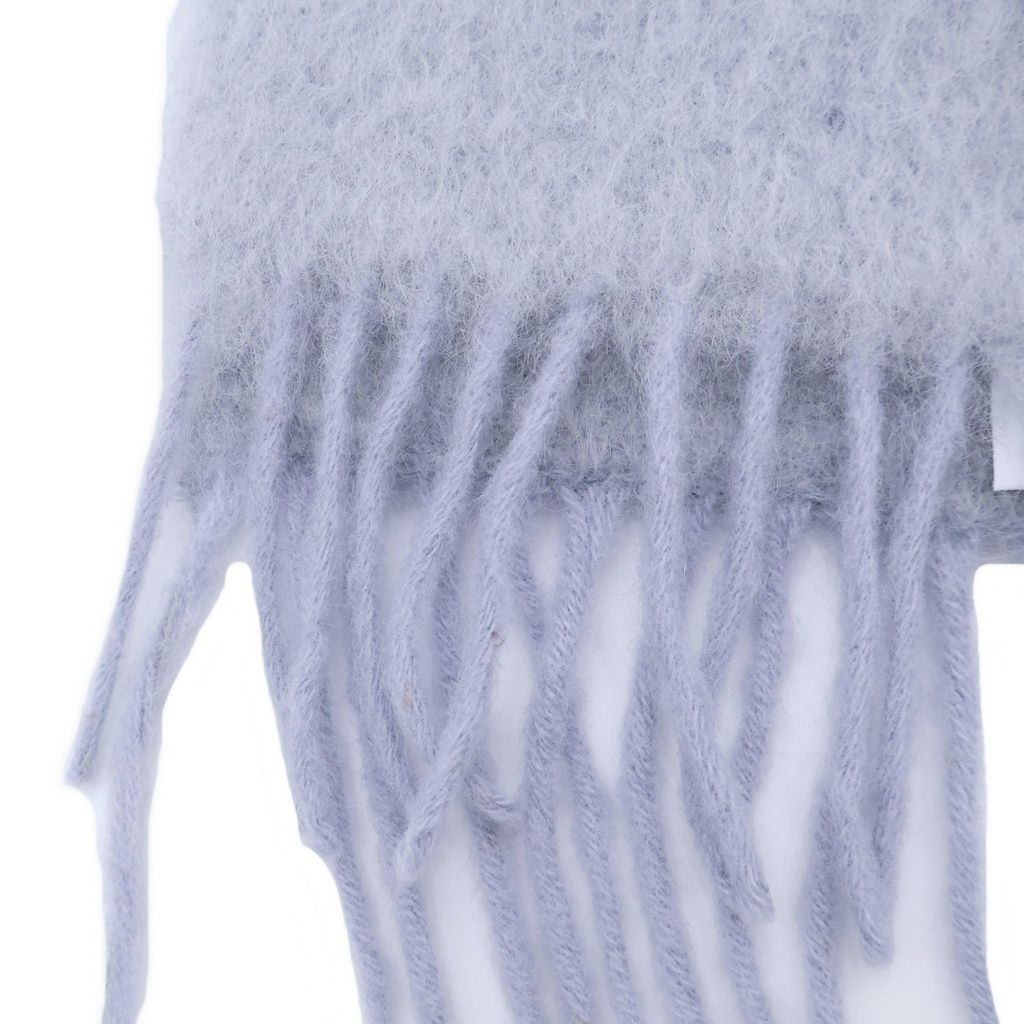 Loewe Anagram Logo Leather Patch Mohair Fringe Scarf Gray — view 3