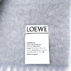 Loewe Anagram Logo Leather Patch Mohair Fringe Scarf Gray — view 5